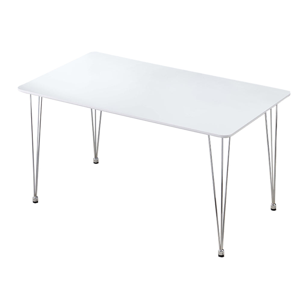 55.16&rsquo;&rsquo; Dining Room Table Rectangle Modern Home Kitchen Table With Wood Tabletop Chrome Legs Office Study Desk