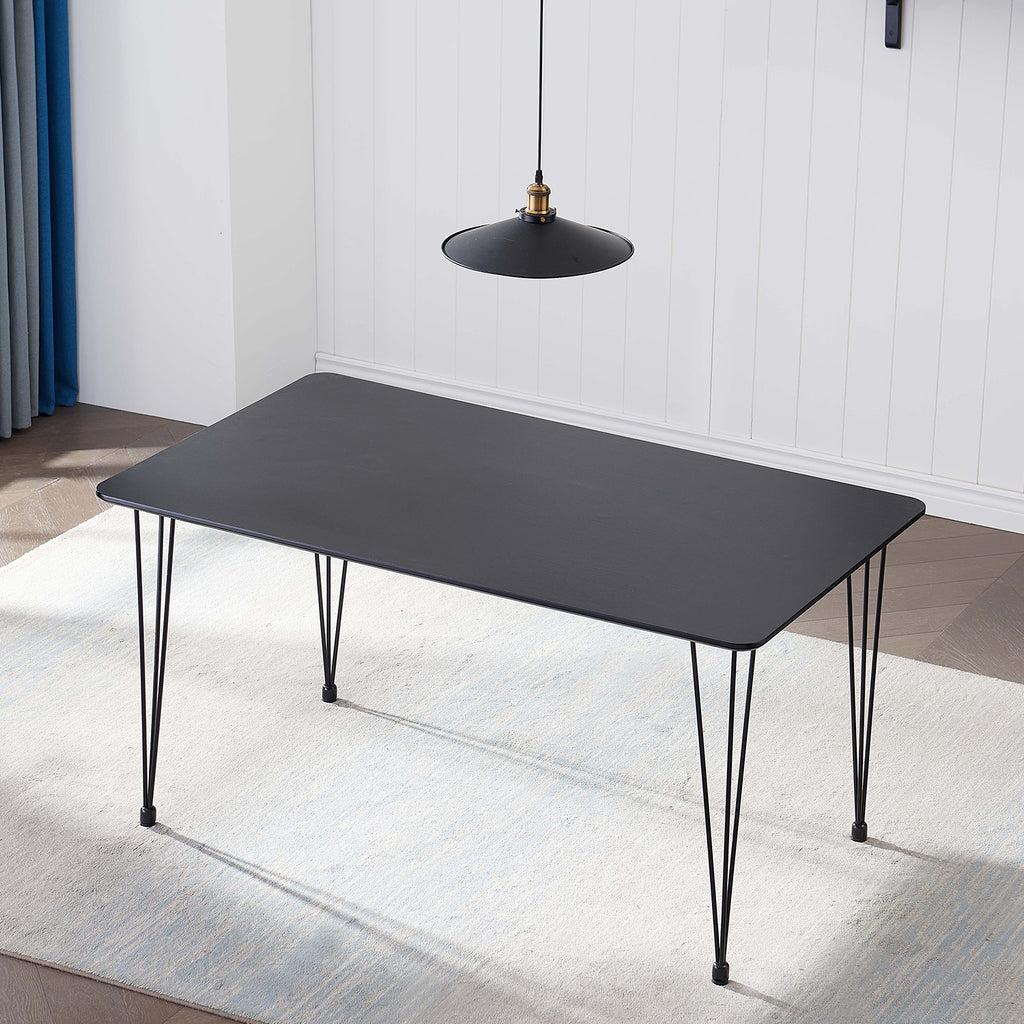 55.16&rsquo;&rsquo; Dining Room Table Rectangle Modern Home Kitchen Table With Wood Tabletop Chrome Legs Office Study Desk