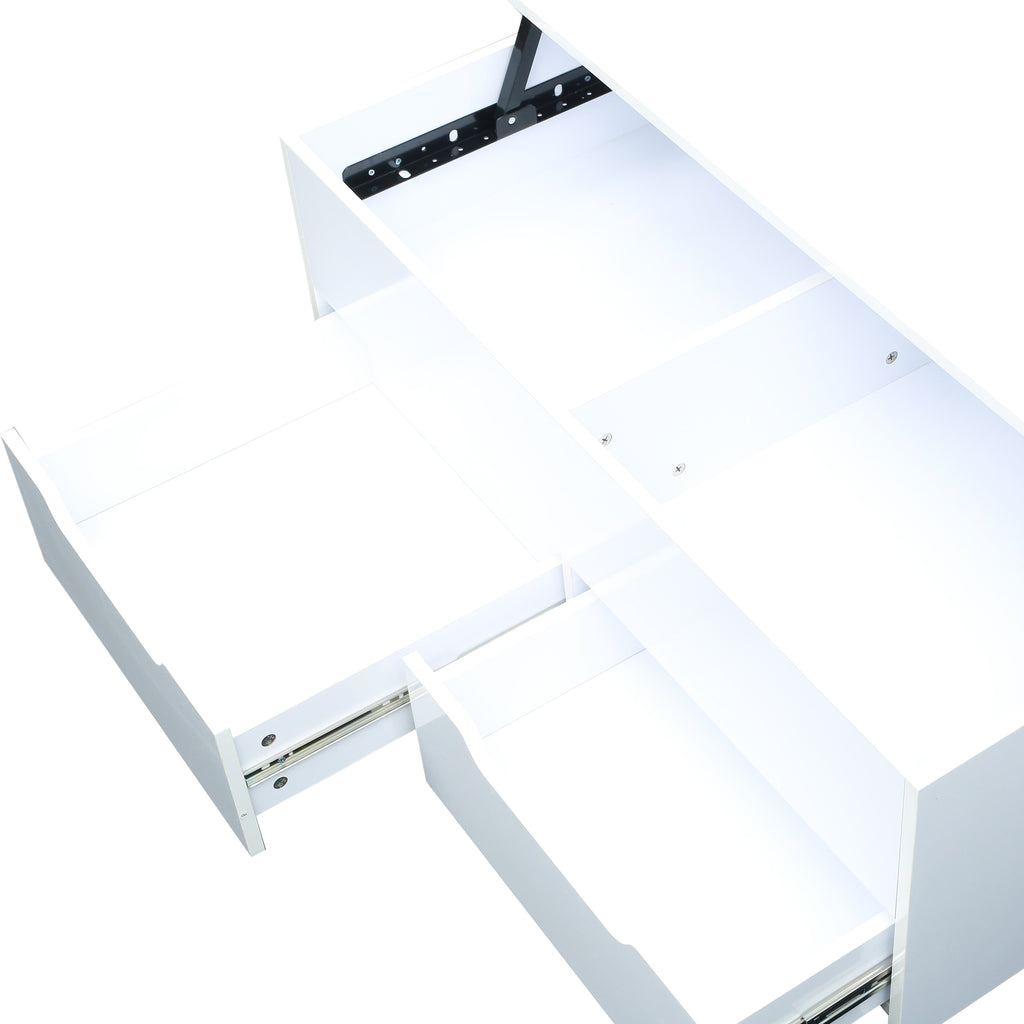 Function Home Contemporary Lift Top Coffee TableModern Storage Coffee Table with Drawers and Hidden CompartmentLift Top Cocktail Table,Central Table with Wooden Lift Tabletop,white