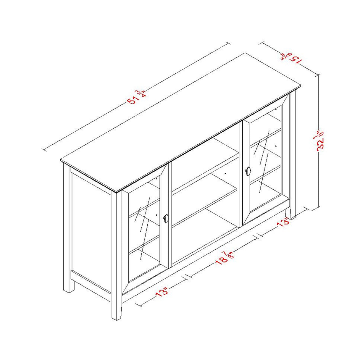 52&Wood TV Stand Console Red