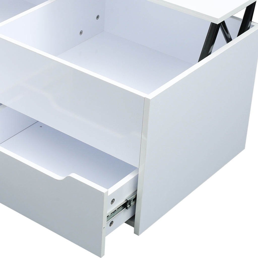 Function Home Contemporary Lift Top Coffee TableModern Storage Coffee Table with Drawers and Hidden CompartmentLift Top Cocktail Table,Central Table with Wooden Lift Tabletop,white