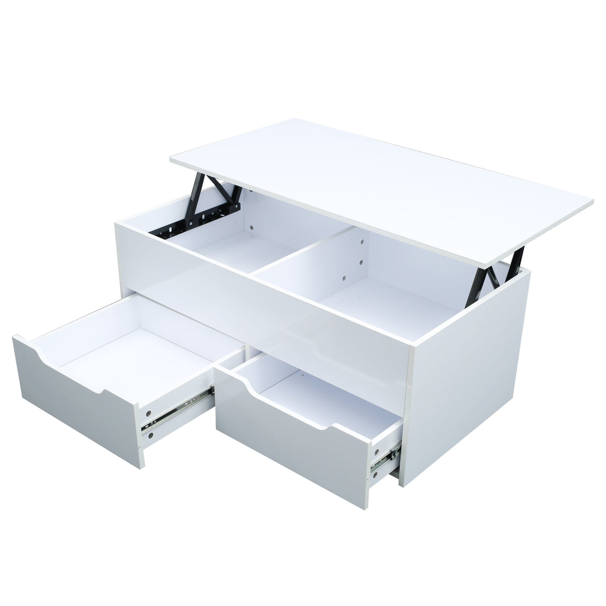 Function Home Contemporary Lift Top Coffee TableModern Storage Coffee Table with Drawers and Hidden CompartmentLift Top Cocktail Table,Central Table with Wooden Lift Tabletop,white