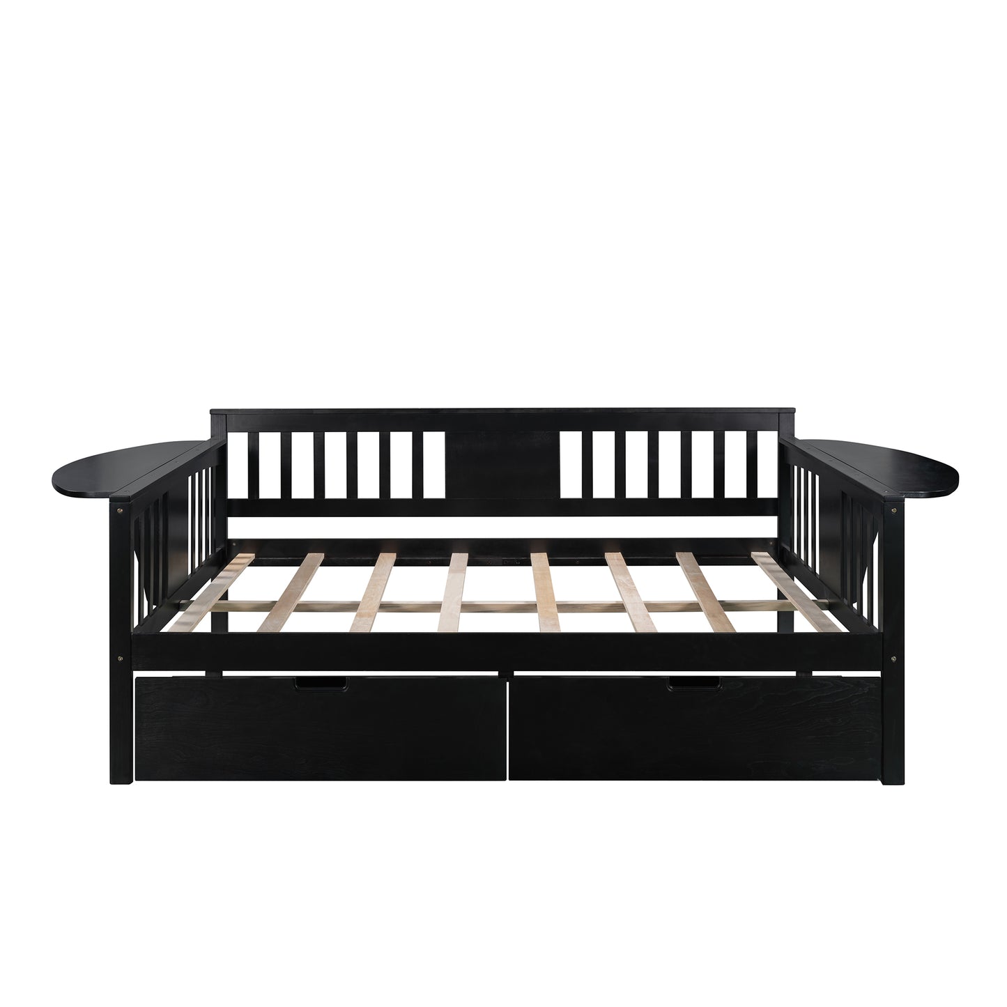 Full size Daybed with Two Drawers, Wood Slat Support, Espresso