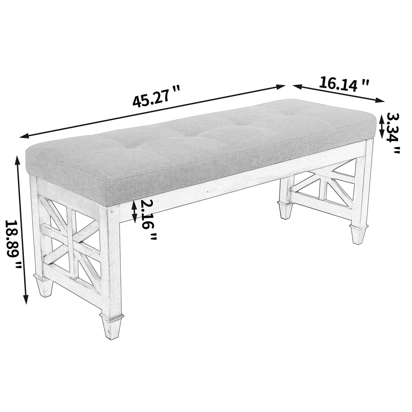 American Solid Wood High Elastic Shoe Changing Stool(Dark Grey)