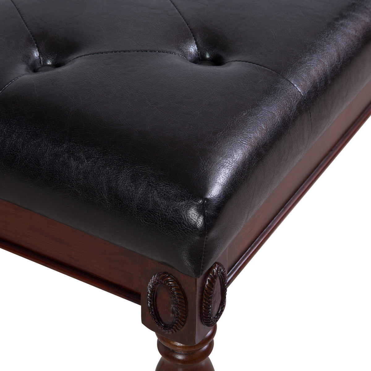 American Solid Wood High Elastic Vanity Stool(Black)