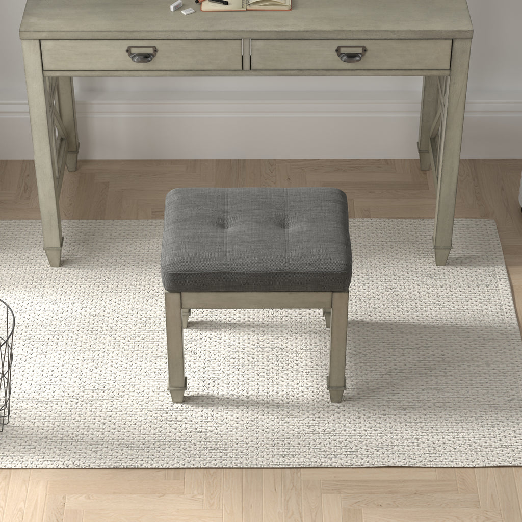 American Solid Wood High Elastic Vanity Stool(Dark Grey)