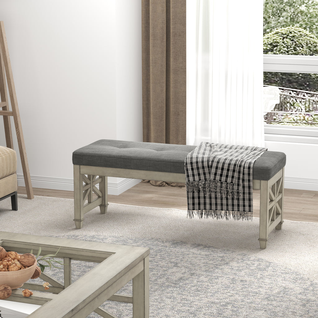American Solid Wood High Elastic Shoe Changing Stool(Dark Grey)