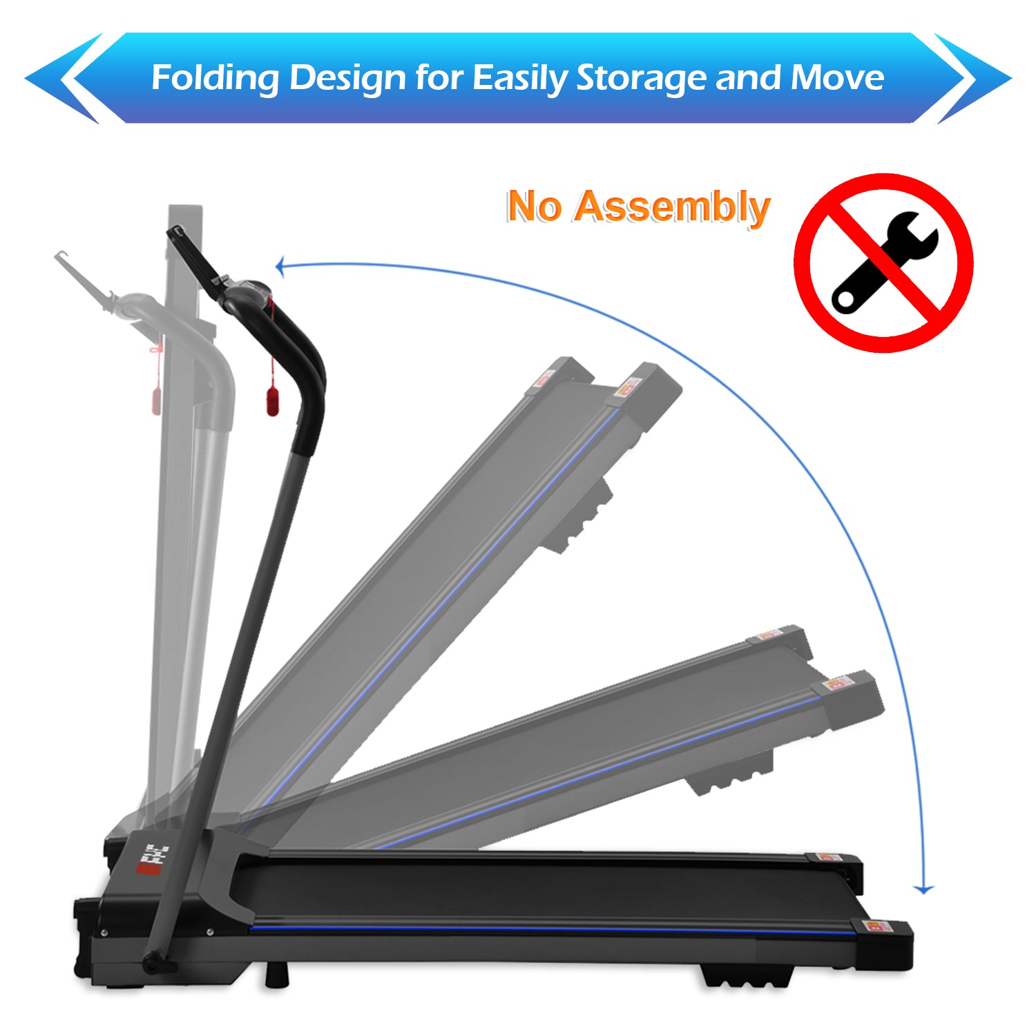 FYC Treadmill Folding Treadmill for Home Portable Electric Motorized Treadmill Running Exercise Machine Compact Treadmill for Home Gym Fitness Workout Jogging Walking, No Installation Required