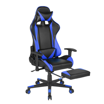 Gaming Chair with Swivel &amp; Lumbar Support, Blue &amp; Black