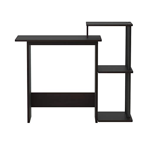 Efficient Home Laptop Notebook Computer Desk, Square Side Shelves, Espresso/Black