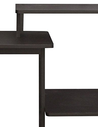 Efficient Home Laptop Notebook Computer Desk, Square Side Shelves, Espresso/Black