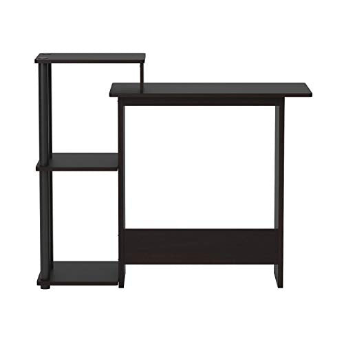 Efficient Home Laptop Notebook Computer Desk, Square Side Shelves, Espresso/Black