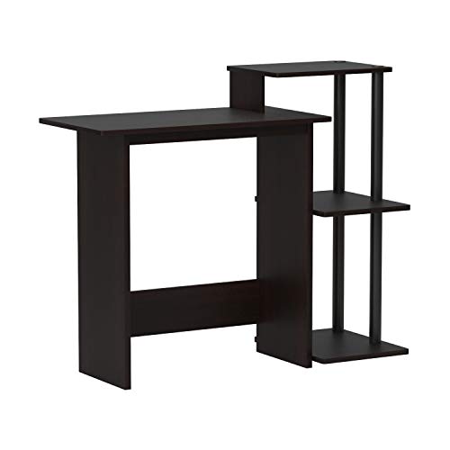 Efficient Home Laptop Notebook Computer Desk, Square Side Shelves, Espresso/Black