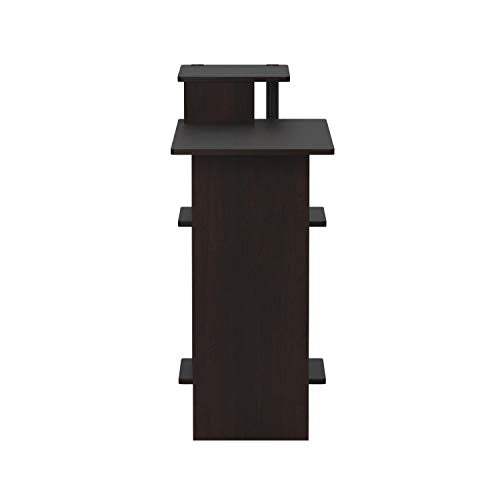 Efficient Home Laptop Notebook Computer Desk, Square Side Shelves, Espresso/Black