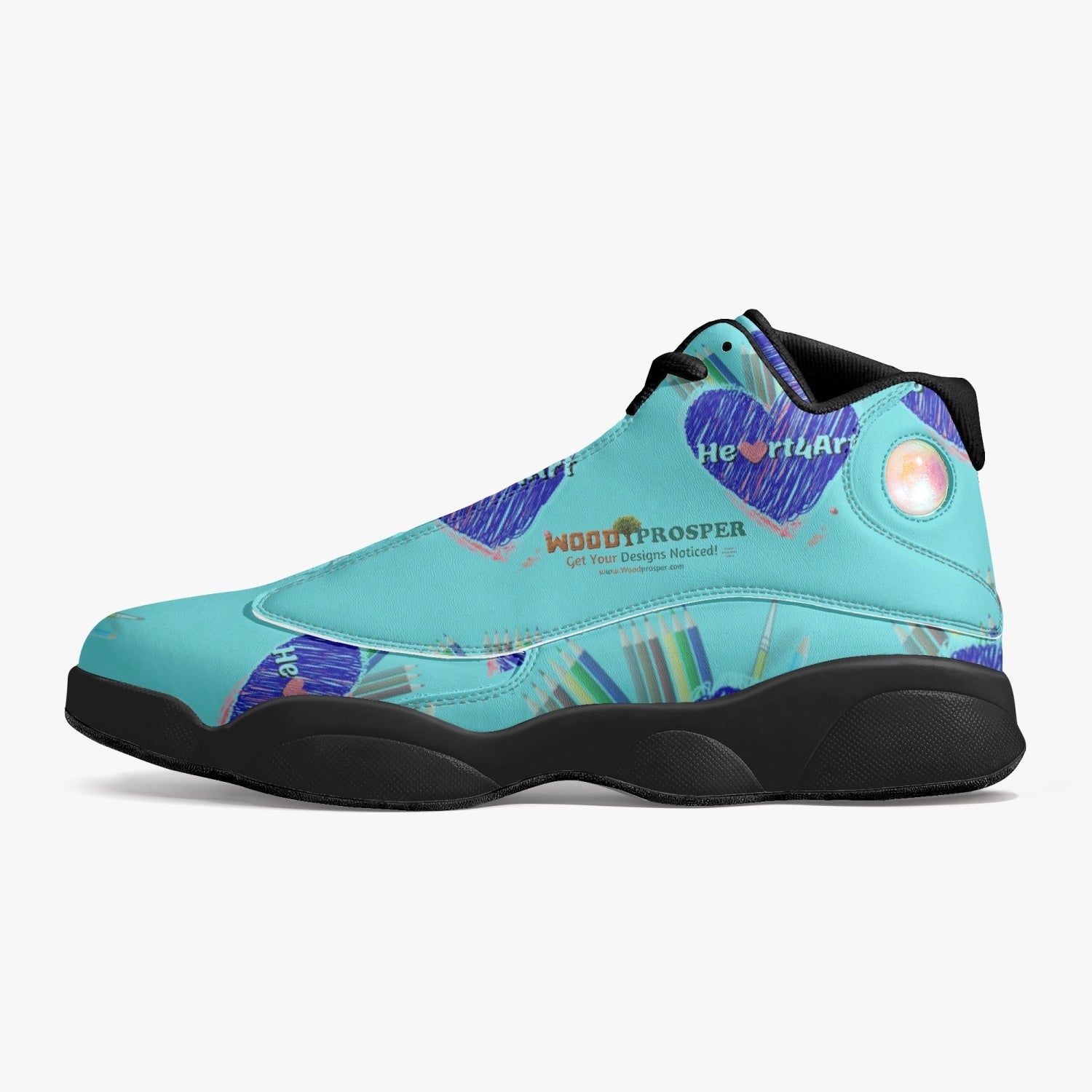 326. Heart4Art Black Sole High-Top Leather Basketball Sneakers