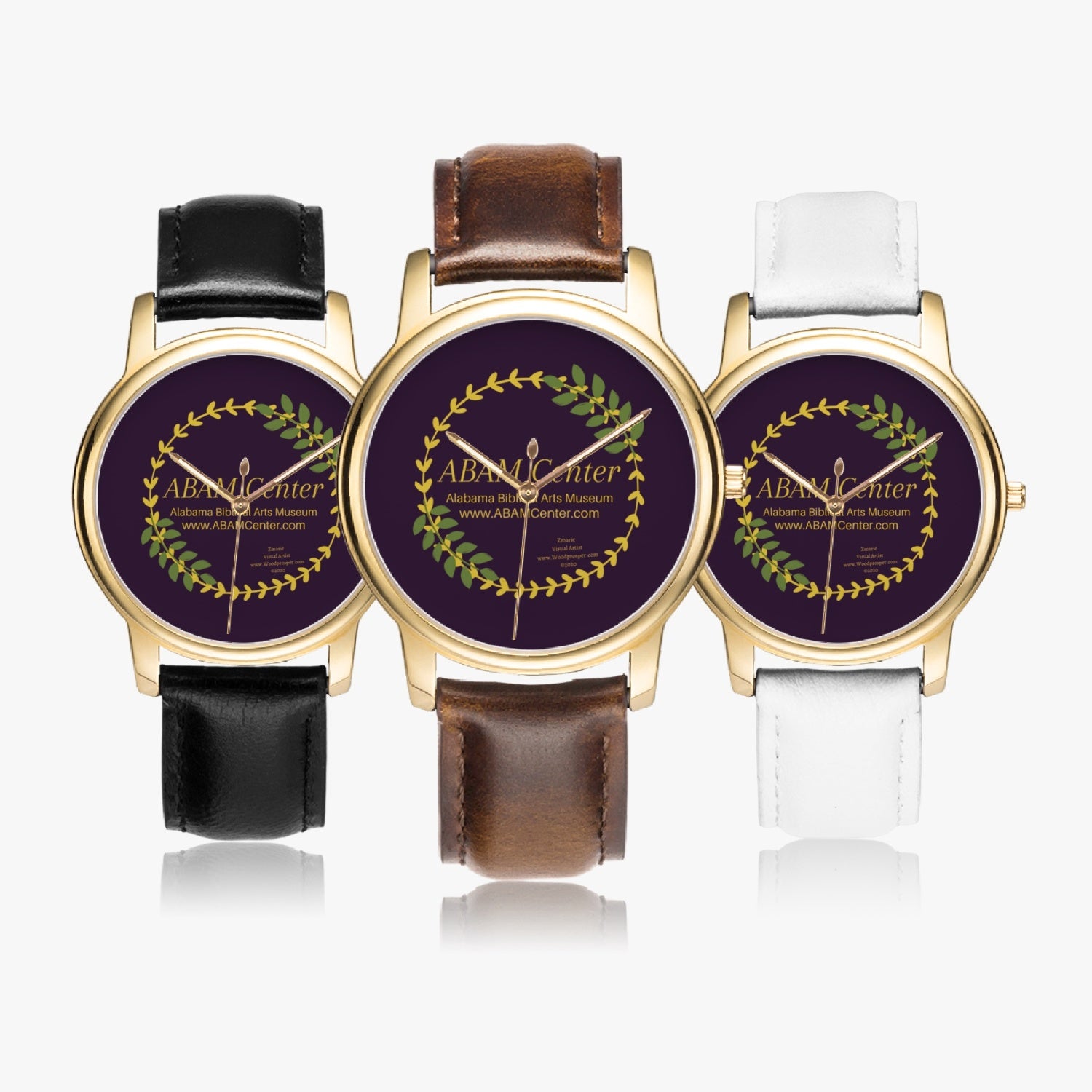 ABAM Center Stylish Leather Strap Classic Quartz Watch (Gold)