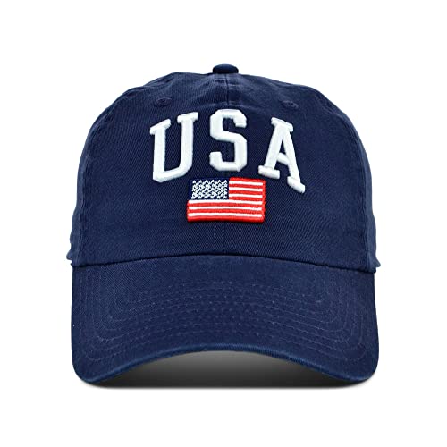 Lids USA and Flag Americana Adjustable Strapback Dad Hat Navy