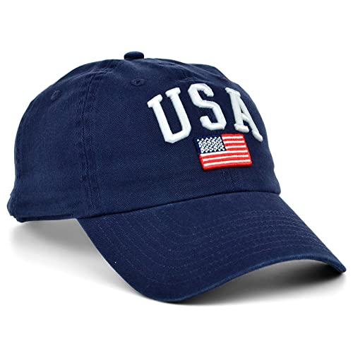 Lids USA and Flag Americana Adjustable Strapback Dad Hat Navy