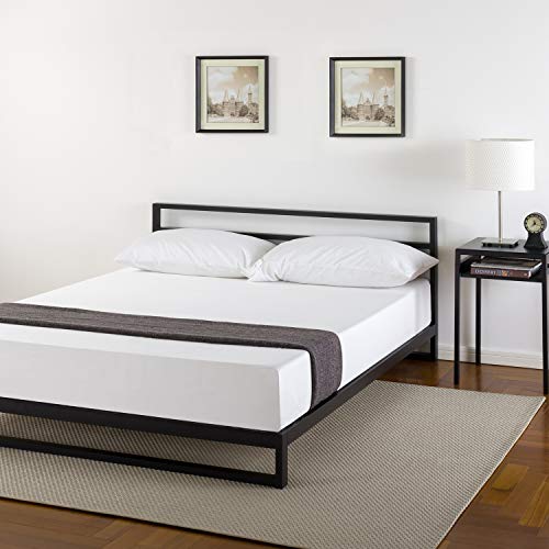 7 Inch Queen Platform Bed Frame with Headboard/Mattress Foundation/Box Spring Optional/Wood Slat Support, Queen & Ultima 10" Comfort Memory Foam Mattress