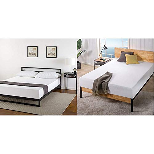 7 Inch Queen Platform Bed Frame with Headboard/Mattress Foundation/Box Spring Optional/Wood Slat Support, Queen & Ultima 10" Comfort Memory Foam Mattress