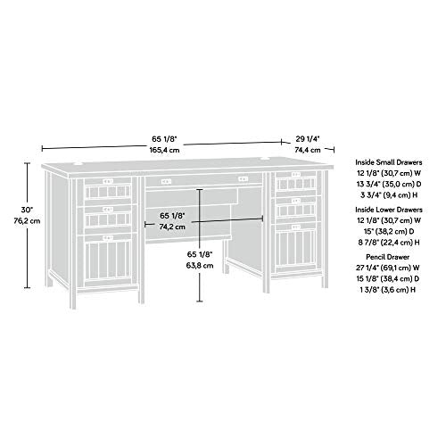 Executive Desk, L: 65.12" x W: 29.53" x H: 30.0", Coffee Oak