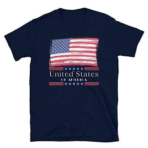 Patriotic American Flag United States of America Short-Sleeve Unisex T-Shirt Navy