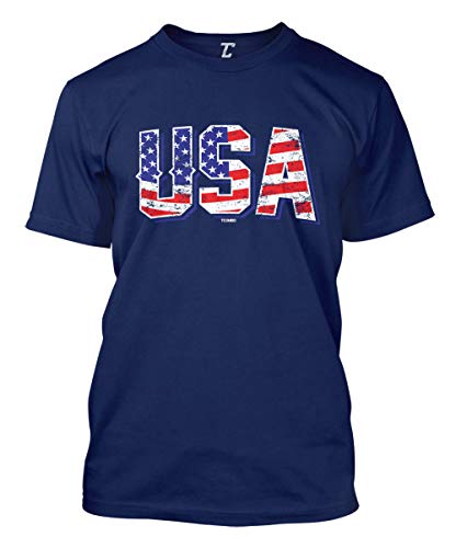 USA - Retro American Flag Stars & Stripes Men's T-Shirt (Navy, Large)