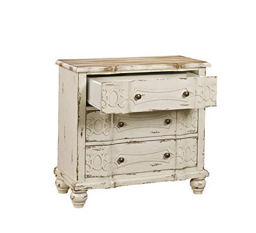 3 Drawer Accent Storage Chest in Weathered Cream Color