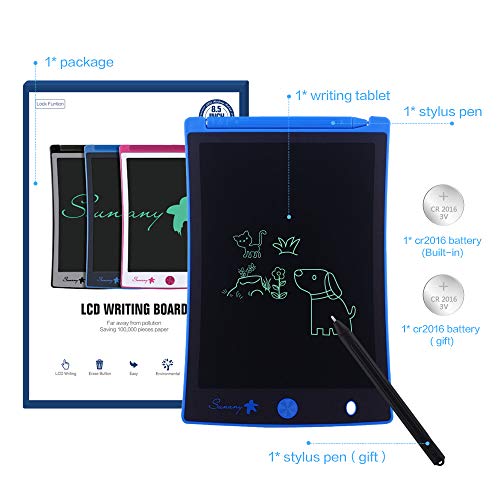 LCD Writing Tablet,Electronic Writing &Drawing Board Doodle Board,Sunany 8.5" Handwriting Paper Drawing Tablet Gift for Kids and Adults at Home,School and Office, Blue