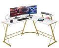 L-Shaped Desk 50.8" Computer Corner Desk, Home Gaming Desk, Office Writing Workstation with Large Monitor Stand, Space-Saving, Easy to Assemble（Laminate Marble）