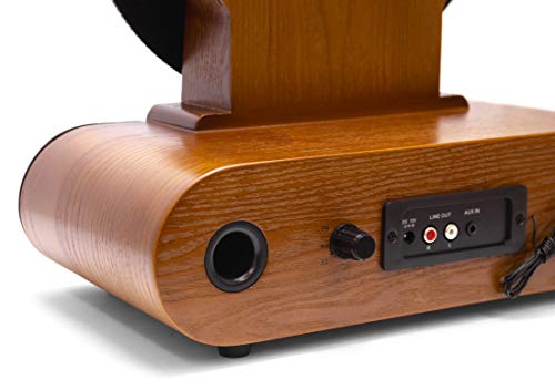 Fuse Vert Vertical Vinyl Record Player with Bluetooth, FM Radio, Alarm - Handcrafted Ashtree Wood