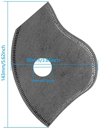 Breathable Carbon Dust-Proof Mask Filters, Set of 20 Fit for Most Sports Cycling Masks
