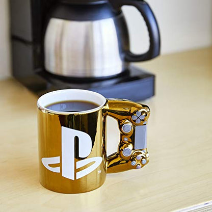 Playstation Gold Controller Coffee Mug, 11 oz, Officially Licensed Merchandise