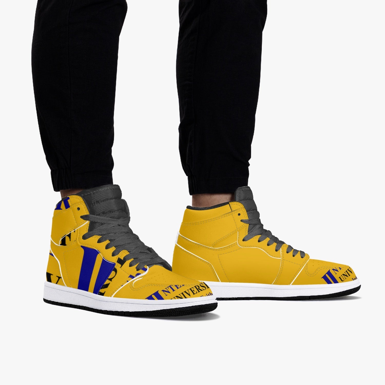 352. Interfaith University New Black High-Top Leather Sneakers