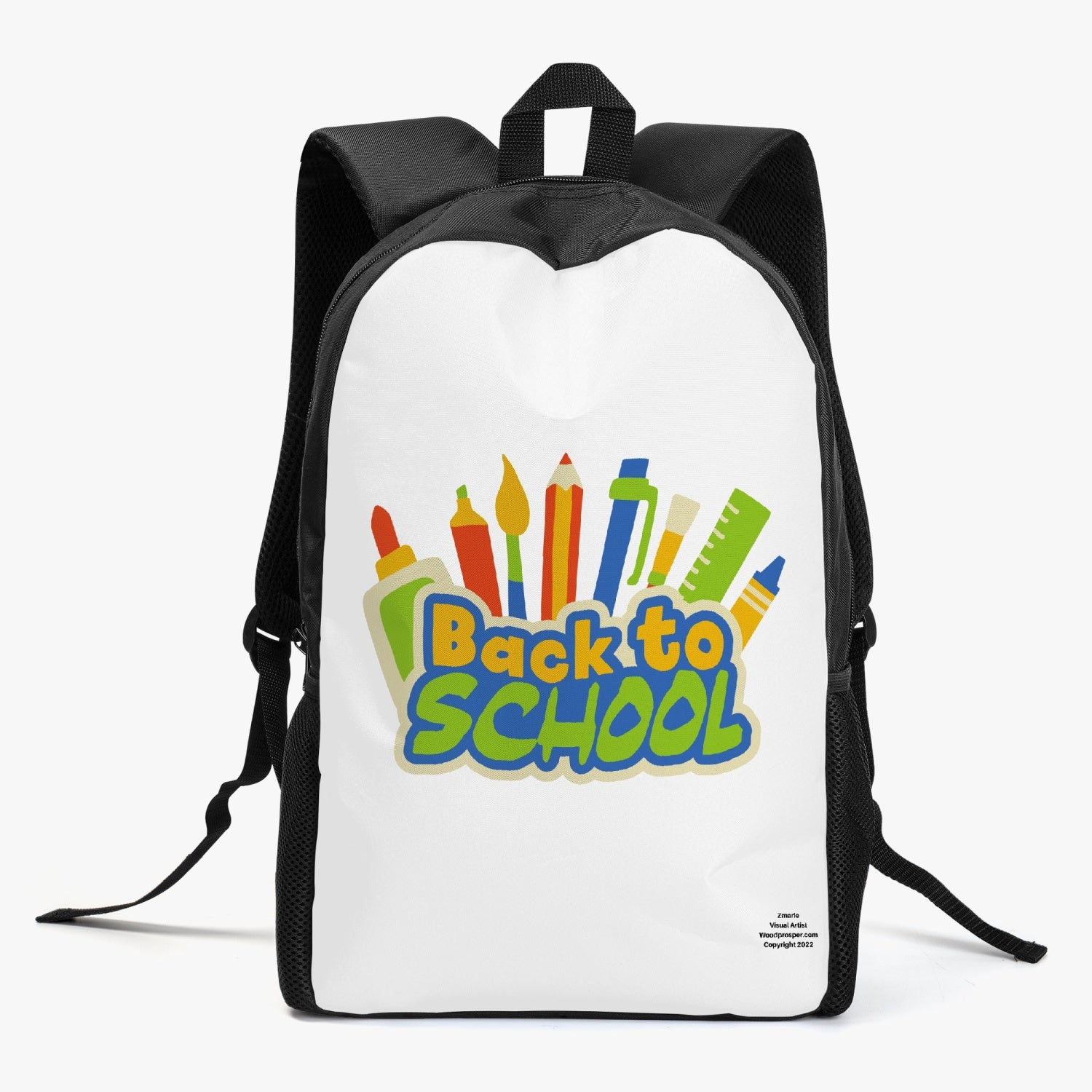Back To School Kid's School Backpack (White and Black)