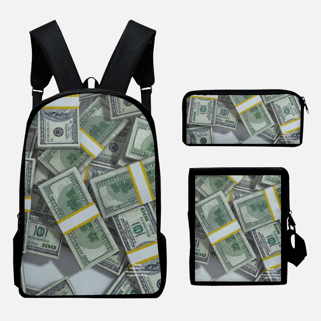 100 Dollar Bills Bookbag Set (3pcs)