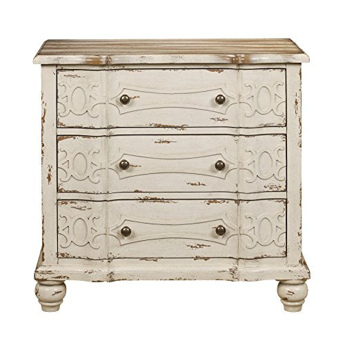 3 Drawer Accent Storage Chest in Weathered Cream Color
