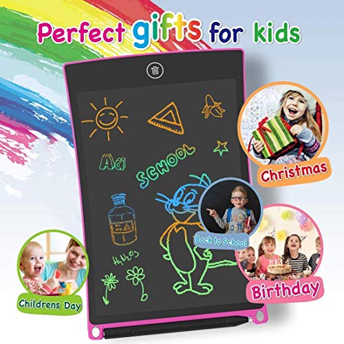 GUYUCOM 8.5-Inch LCD Writing Tablet Colorful Screen Doodle Board Electronic Digital Drawing Pad with Lock Button for Kids or Adults (Pink)