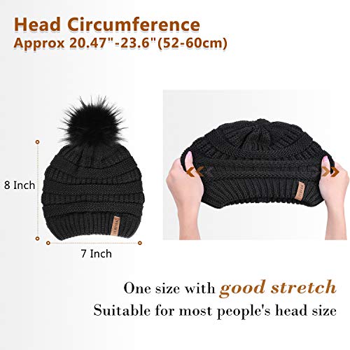 FURTALK Womens Winter Knit Slouchy Beanie Hat Warm Skull Ski Cap Faux Fur Pom Pom Hats for Women