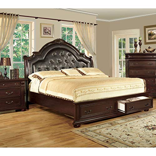 Furniture of America Lauretta English Style Brown Cherry Platform Bed-Queen