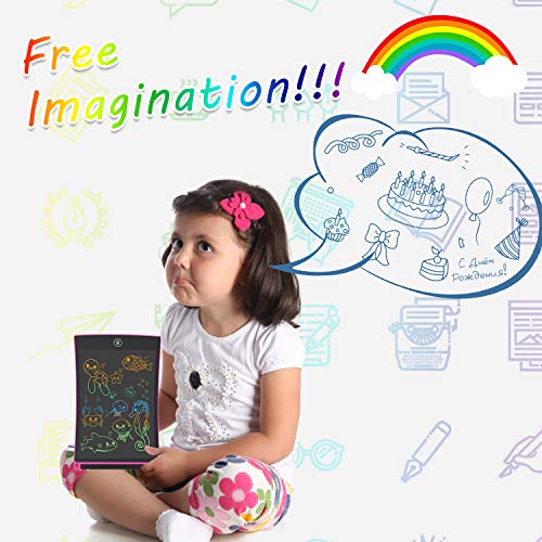 GUYUCOM 8.5-Inch LCD Writing Tablet Colorful Screen Doodle Board Electronic Digital Drawing Pad with Lock Button for Kids or Adults (Pink)