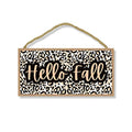 Hello Fall, Leopard Wood Hanging Autumn and Fall Decorative Print