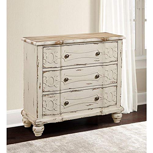 3 Drawer Accent Storage Chest in Weathered Cream Color