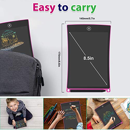 GUYUCOM 8.5-Inch LCD Writing Tablet Colorful Screen Doodle Board Electronic Digital Drawing Pad with Lock Button for Kids or Adults (Pink)