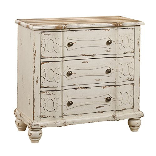 3 Drawer Accent Storage Chest in Weathered Cream Color