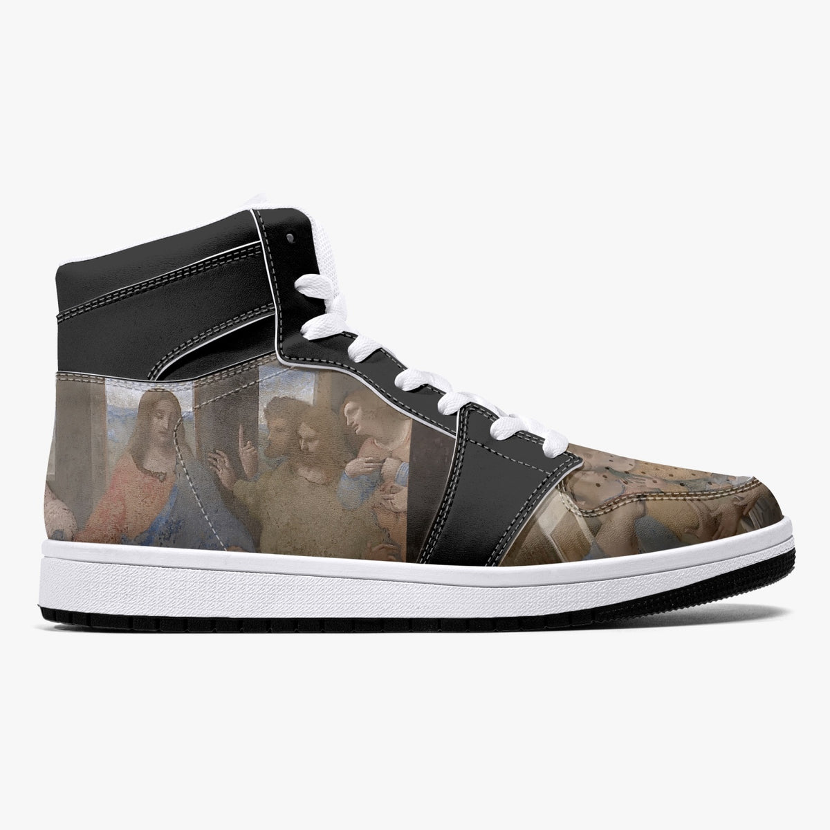 209. Custom Designed The Last Supper High-Top Leather Sneakers - White / Black