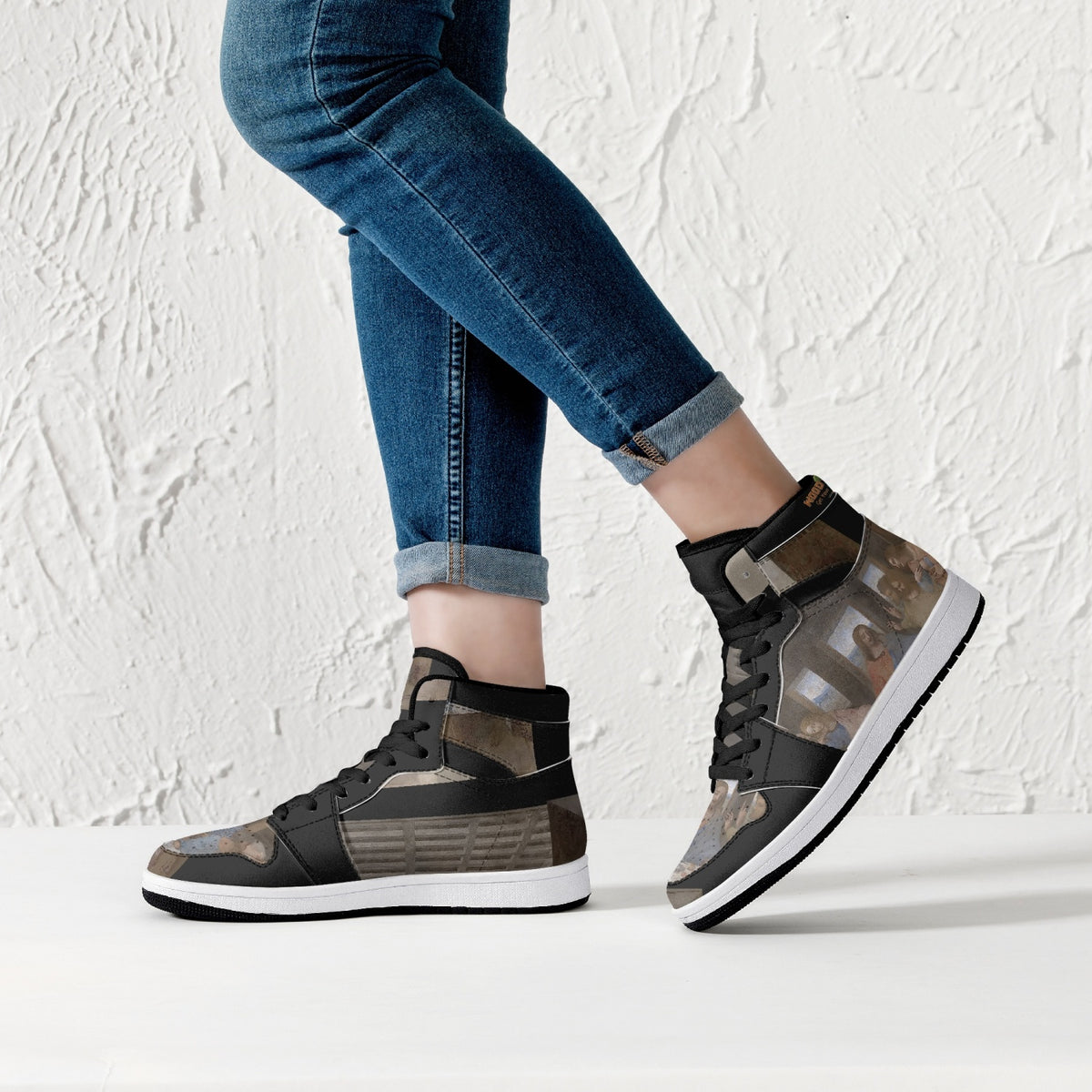 209. Custom Designed The Last Supper High-Top Leather Sneakers - White / Black