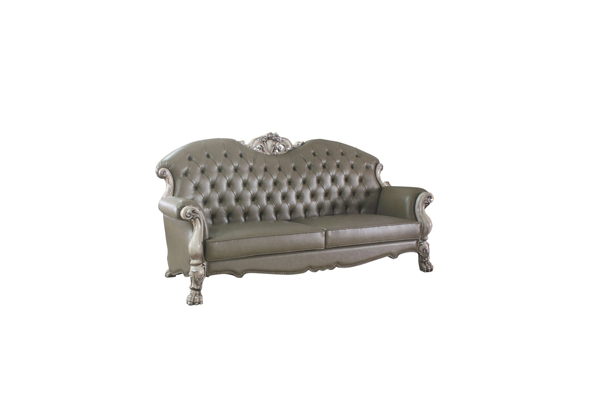 Dresden Sofa w/5 Pillows, Vintage Bone White & PU 58175