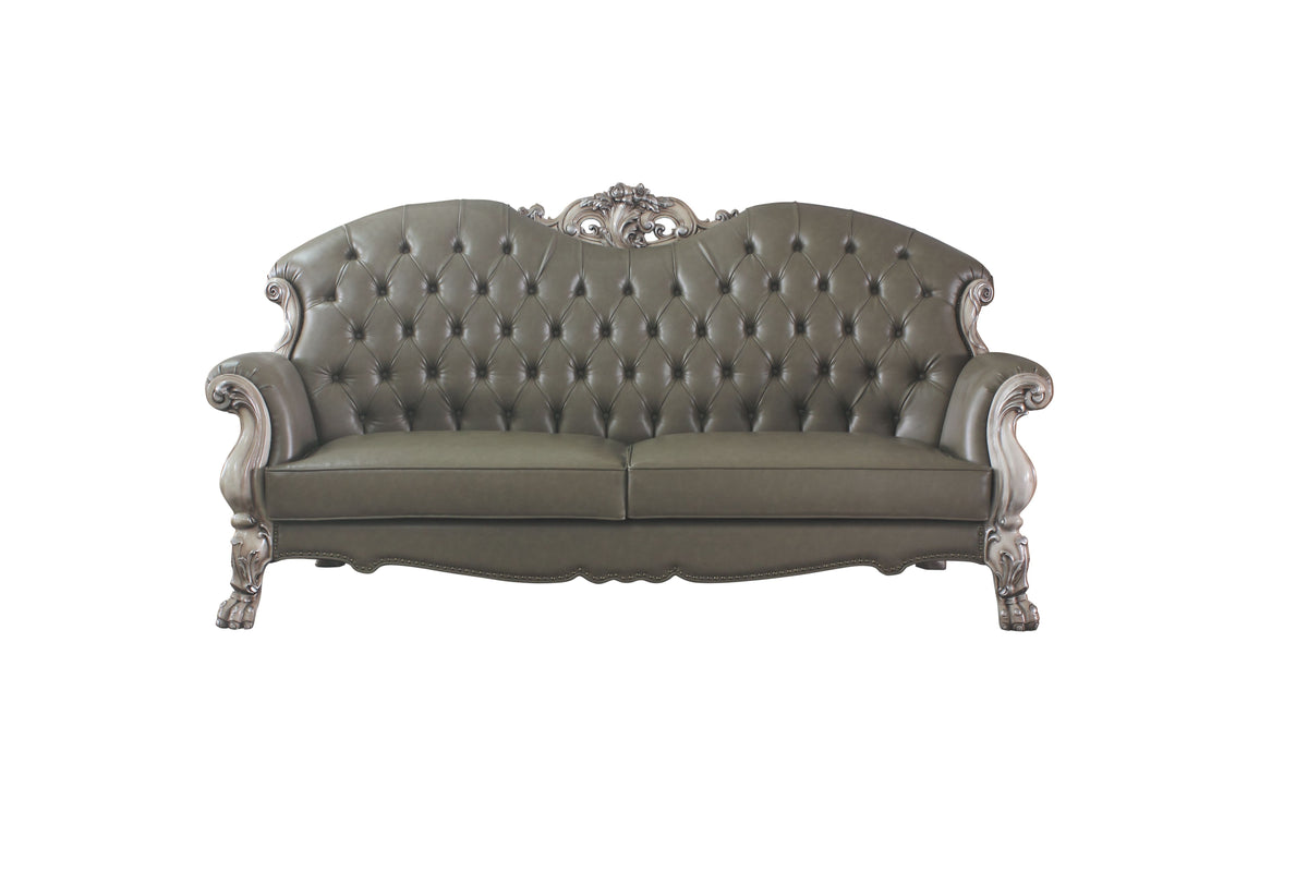 Dresden Sofa w/5 Pillows, Vintage Bone White & PU 58175