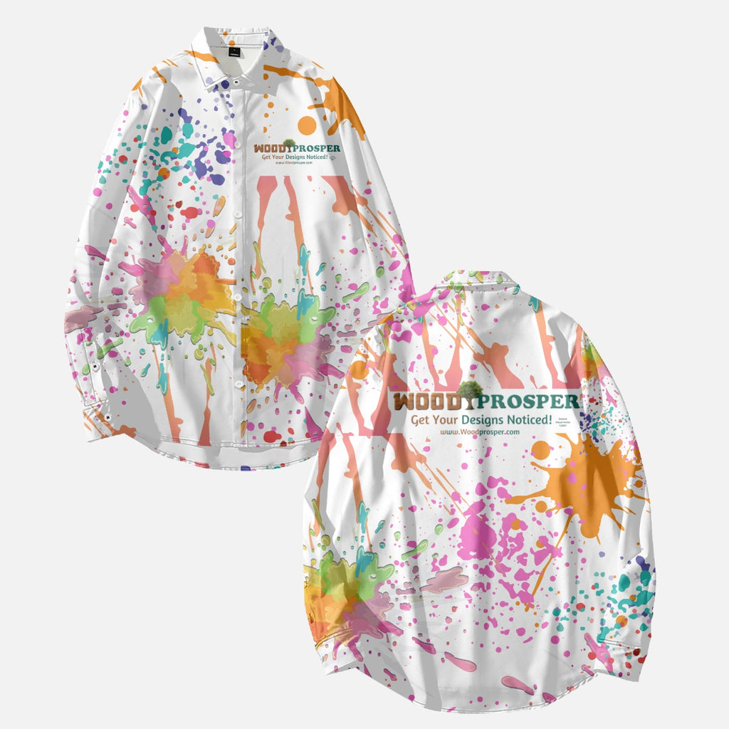 Wood Prosper AOP Paint Splatter Long Sleeve Shirt (White)